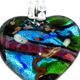 5 pc pack of glass foil abstract heart pendants. 40mm x 45mm