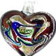 5 pc pack of glass foil abstract heart pendants. 40mm x 45mm