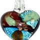 5 pc pack of glass foil abstract heart pendants. 40mm x 45mm