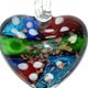 5 pc pack of glass foil abstract heart pendants. 40mm x 45mm