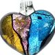 5 pc pack of glass foil abstract heart pendants. 40mm x 45mm