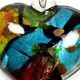 5 pc pack of glass foil abstract heart pendants. 40mm x 45mm