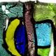 5 pc pack of glass foil abstract square pendants. 38mm x 38mm
