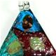 5 pc pack of glass foil abstract heart pendants. 40mm x 45mm
