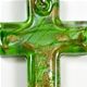 5 pc pack of 34 x 50mm glass foil cross pendants with bail.