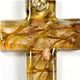5 pc pack of 34 x 50mm glass foil cross pendants with bail.