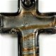 5 pc pack of 34 x 50mm glass foil cross pendants with bail.