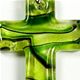 5 pc pack of 34 x 50mm glass foil cross pendants with bail.