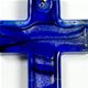 5 pc pack of 34 x 50mm glass foil cross pendants with bail.