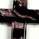 5 pc pack of 34 x 50mm glass foil cross pendants with bail.