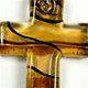 5 pc pack of 34 x 50mm glass foil cross pendants with bail.