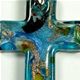 5 pc pack of 34 x 50mm glass foil cross pendants with bail.