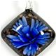 5 pc pack of  glass foil diamond with flower pendants. 35 mm 