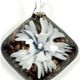 5 pc pack of  glass foil diamond with flower pendants. 35 mm 