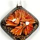 5 pc pack of  glass foil diamond with flower pendants. 35 mm 