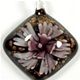 5 pc pack of  glass foil diamond with flower pendants. 35 mm 
