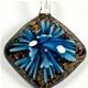 5 pc pack of  glass foil diamond with flower pendants. 35 mm 