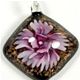 5 pc pack of  glass foil diamond with flower pendants. 35 mm 