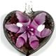 5 pc pack of  glass foil heart with flower pendants. 35 mm 