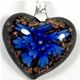 5 pc pack of  glass foil heart with flower pendants. 35 mm 
