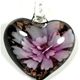 5 pc pack of  glass foil heart with flower pendants. 35 mm 