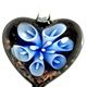 5 pc pack of  glass foil heart with flower pendants. 35 mm 