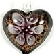 5 pc pack of  glass foil heart with flower pendants. 35 mm 