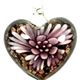 5 pc pack of  glass foil heart with flower pendants. 35 mm 