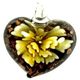 5 pc pack of  glass foil heart with flower pendants. 35 mm 