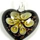 5 pc pack of  glass foil heart with flower pendants. 35 mm 