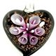 5 pc pack of  glass foil heart with flower pendants. 35 mm 