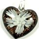 5 pc pack of  glass foil heart with flower pendants. 35 mm 