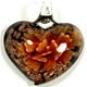 5 pc pack of  glass foil heart with flower pendants. 35 mm 