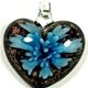 5 pc pack of  glass foil heart with flower pendants. 35 mm 
