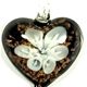 5 pc pack of  glass foil heart with flower pendants. 35 mm 