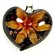 5 pc pack of  glass foil heart with flower pendants. 35 mm 