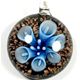 5 pc pack of  glass foil round flower pendants. 32 mm 