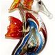 5 pc pack of seahorse glass foil pendants. 72mm x 40mm