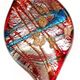 5 pc pack of  glass foil twisted scoop pendants. 59mm x 32mm