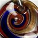 5 pc pack of glass foil wavy disc pendant with bail. 40mm x 55mm