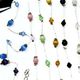 12 piece bag of 9" thread anklet with 6mm catseye beads and glass beads with 1.5" extender chain.