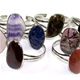 6 piece assortment of gemstone freeform cabs on metal cuff bracelet. 