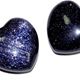 Drilled blue goldstone heart pendants. $7.50 for 10 piece bag. 