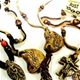 50 piece bag of assorted adjustable wax cord necklaces with ceramic pendants. 