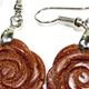 Goldstone rose earrings. 20mm