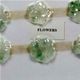 6 piece sheet of 25mm carved jade flower pendants w/ 1mm hole.