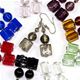 12 piece bag of assorted color foil glass earrings.