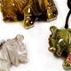 10 pc bag of assorted 25mm gemstone elephants on cord.
