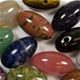 25 pc sheet of drilled gemstone olive pendants 17 x 30mm w/ 3mm hole.