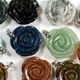 25 pc sheet of 30mm gemstone rose pendants with bail.